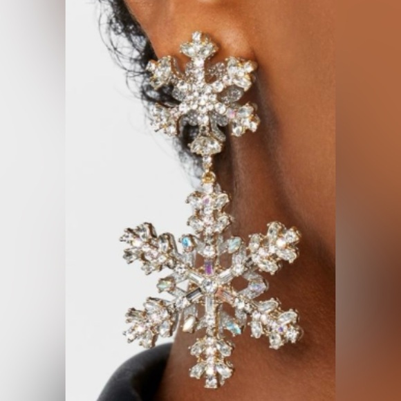 New Piper K Silver & Glass Stone Snowflake Earrings Lead Safe Nickel Free - Picture 2 of 4